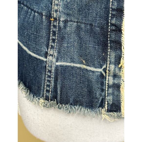 Guess blue denim jacket, fringed hem, medium, bohemian, southwestern, rodeo - Picture 5 of 7